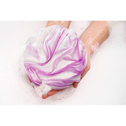 Loofah-Bath Sponge-White w/Color Set-XL-75g by À La Paix-Extra Large 4 Pack S...
