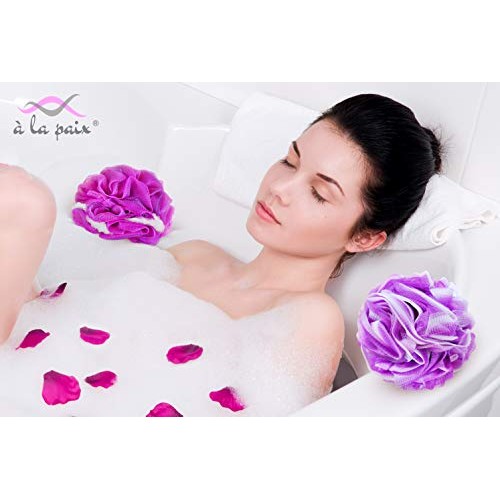 Loofah Bath Sponge XL 75g Set of 4 Bright Colors by À La Paix - Soft Exfoliat...