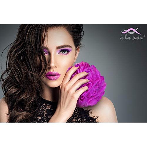 Loofah Bath Sponge XL 75g Set of 4 Bright Colors by À La Paix - Soft Exfoliat...