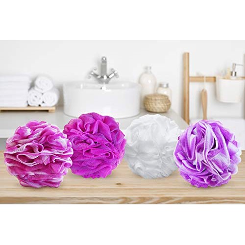 Loofah Bath Sponge XL 75g Set of 4 Bright Colors by À La Paix - Soft Exfoliat...