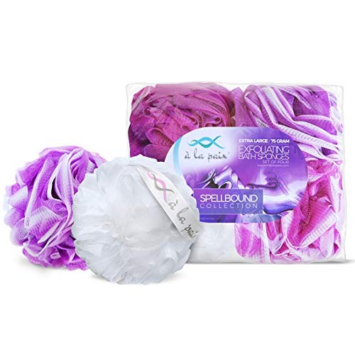 Loofah Bath Sponge XL 75g Set of 4 Bright Colors by À La Paix - Soft Exfoliat...