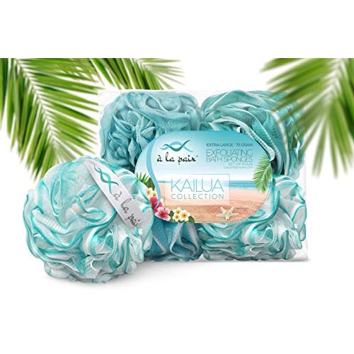 Loofah Bath Sponge XL 75g Set of 4 Ocean Colors by À La Paix - Soft Exfoliati...