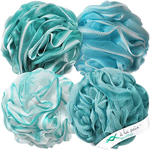 Loofah Bath Sponge XL 75g Set of 4 Ocean Colors by À La Paix - Soft Exfoliati...