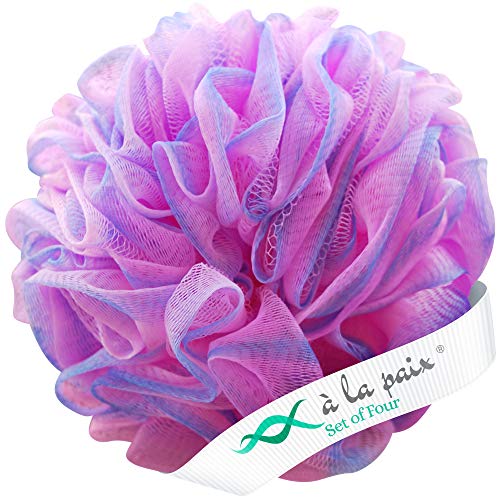 Loofah Bath Sponge XL 75g Set of 4 Pastel Colors by À La Paix - Soft Exfoliat...
