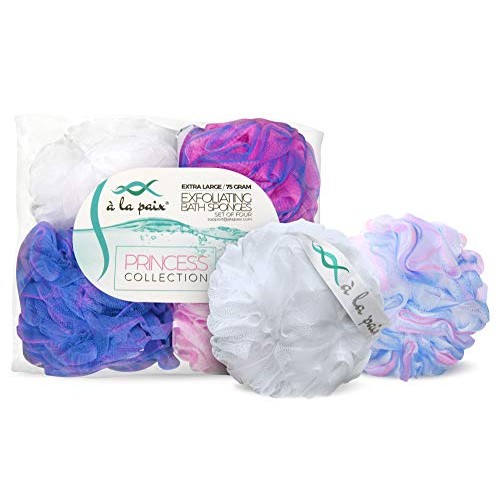 Loofah Bath Sponge XL 75g Set of 4 Pastel Colors by À La Paix - Soft Exfoliat...