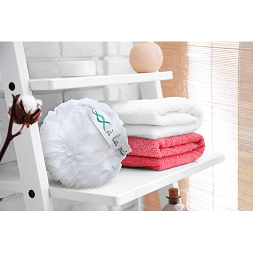 Loofah Bath Sponge XL 75g Set of 4 Pastel Colors by À La Paix - Soft Exfoliat...