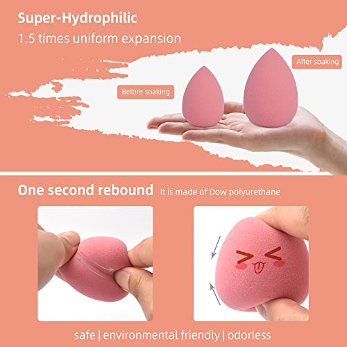 Beauty Blender Makeup Sponge Set Flawless for Liquid with Storage Box Pink