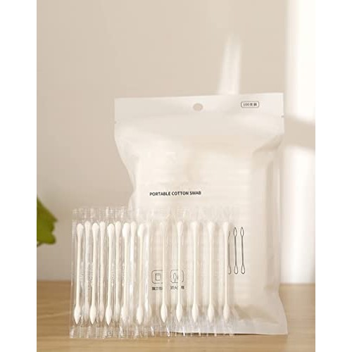 100 individually packaged cotton swabs clean sanitary Travel Portable double ...
