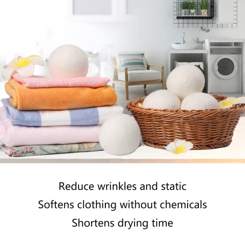 Wool Dryer Balls XL Size, Reusable Natural Fabric Softener for Laundry, 100% ...