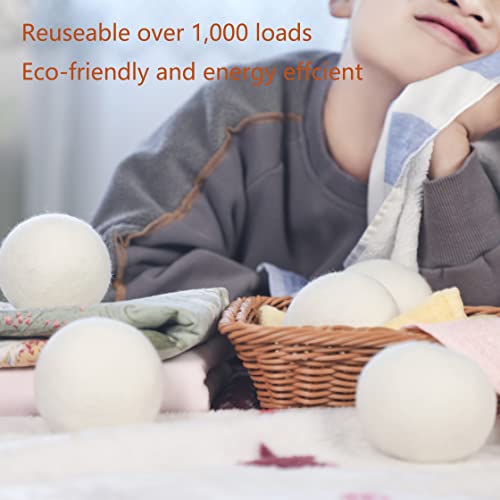 Wool Dryer Balls XL Size, Reusable Natural Fabric Softener for Laundry, 100% ...