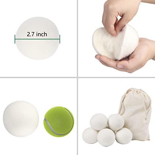 Wool Dryer Balls XL Size, Reusable Natural Fabric Softener for Laundry, 100% ...